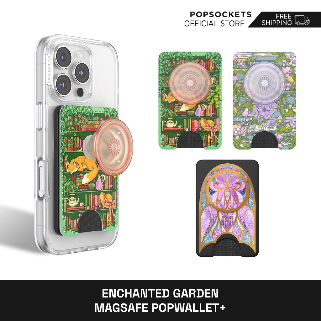 Enchanted Garden PopWallet+ สําหรับ MagSafe | กระเป๋าสตางค์จับโทรศัพท์และโทรศัพท์ระดับพรีเมี่ยม | ที