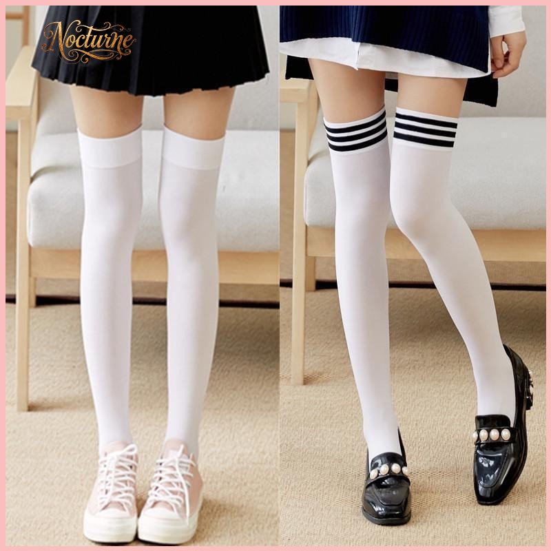 🚛พร้อมส่งในไทย🧦ถุงเท้ายาวถึงเข่า JK ถุงเท้านักเรียนสไตล์เกาหลี สไตล์วิทยาลัยญี่ปุ่น ยืดหยุ่นสูง