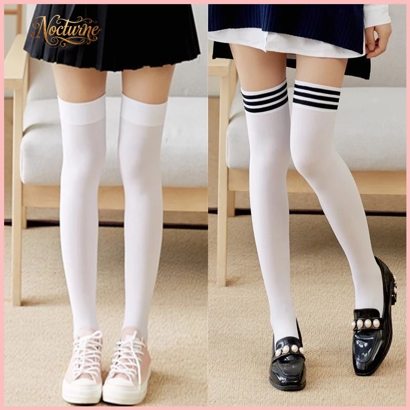 🚛พร้อมส่งในไทย🧦ถุงเท้ายาวถึงเข่า JK ถุงเท้านักเรียนสไตล์เกาหลี สไตล์วิทยาลัยญี่ปุ่น ยืดหยุ่นสูง
