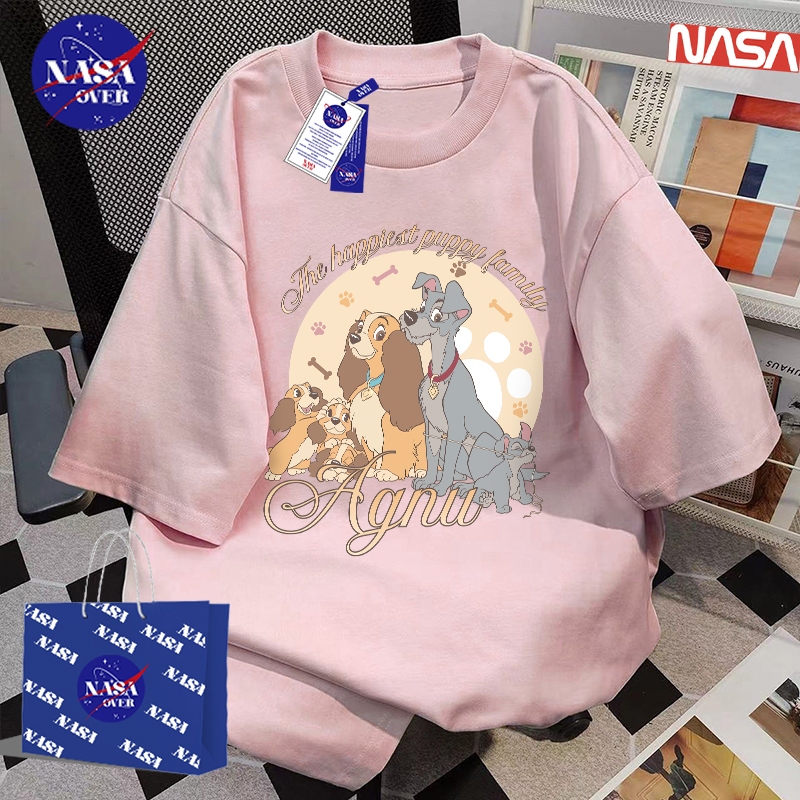 【จัดส่งตลอด 24 ชั่วโมง】🔥NASA ดีไซน์เก๋ ลายน้องหมา ชุดหน้าร้อน เสื้อผญ เสื้อ🐕oversize คอกลม ใส่สบาย เสื้YG1466
