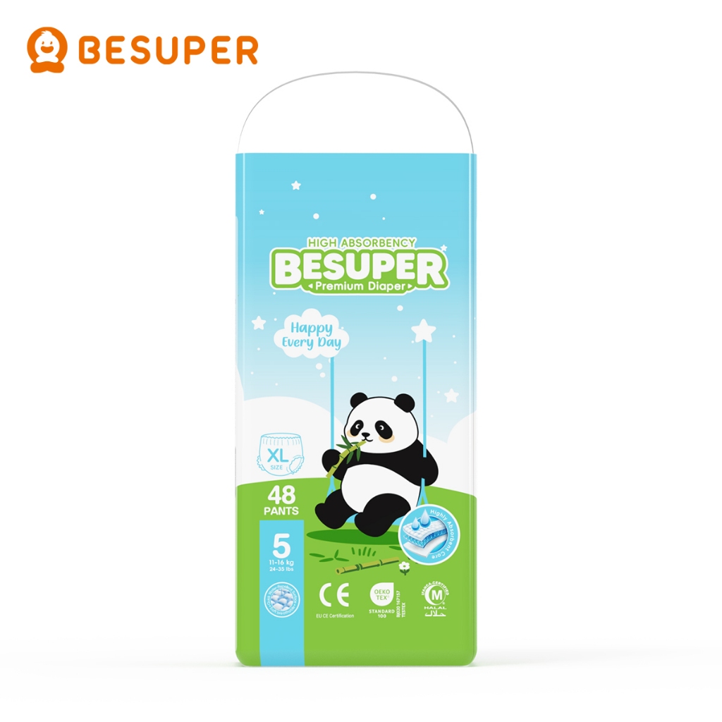 [ขายส่ง] Besuper กางเกงดึงเด็ก 52 ชิ้น M/L/XL/2XL/3XL/4XL ผ้าอ้อมสําเร็จรูปสําหรับทารกแรกเกิด ซึมซาบสูง นุ่ม ระบายอากาศ ป้องกันการรั่วซึม สงกรานต์