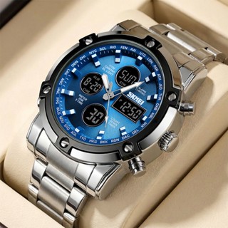 SKMEI าฬิกาข้อมือ แบบ Quartz Dual Display สำหรับผู้ชาย แนวสป…