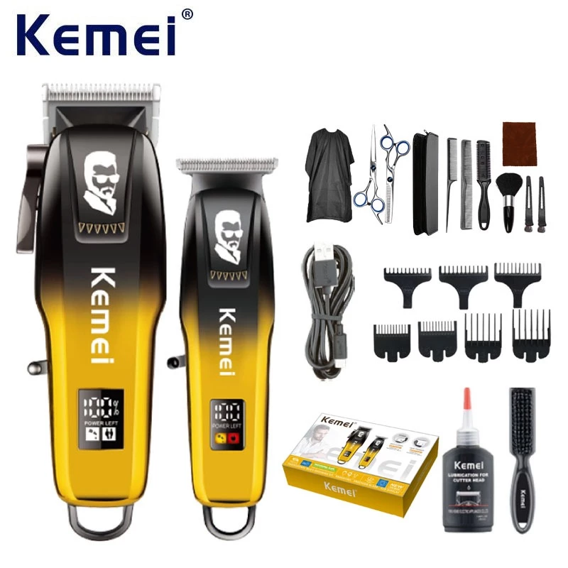 Kemei KM-8501 ปัตตาเลี่ยนไฟฟ้าสำหรับผู้ชาย ชุดเครื่องตัดผมไร้สาย ปรับระดับได้ ชาร์จไฟได้ เครื่องตัดผมมืออาชีพ