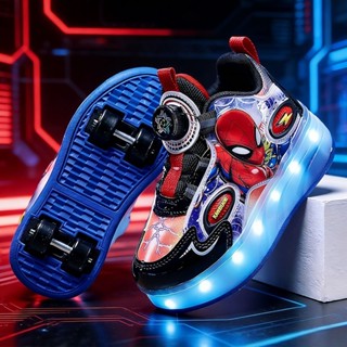 รองเท้าเด็กผู้ชาย รองเท้าล้อถอดได้ 4 รอบ เรืองแสง รูปแบบการ์…