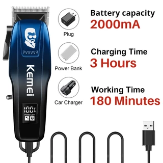 Kemei KM-8501 ชุดเครื่องตัดผมไฟฟ้าไร้สาย สำหรับผู้ชาย ปัตตาเลี่ยนมืออาชีพ ชาร์จไฟได้ ปรับระดับใบมีดได้