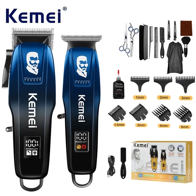 Kemei KM-8501 ชุดเครื่องตัดผมไฟฟ้าไร้สาย สำหรับผู้ชาย ปัตตาเลี่ยนมืออาชีพ ชาร์จไฟได้ ปรับระดับใบมีดได้