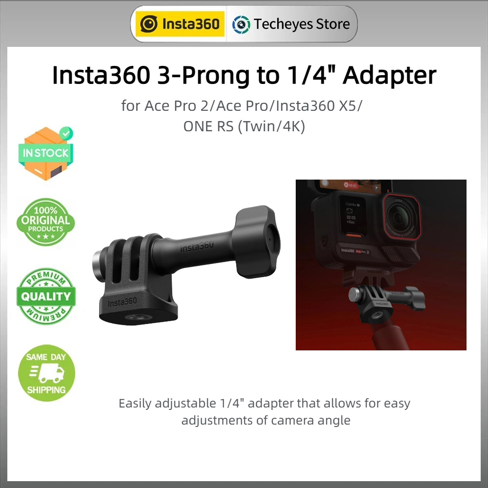 Insta360 3-Prong ถึง 1/4" อะแดปเตอร์สําหรับ Ace Pro 2/Ace Pro/Ace/ONE RS (Twin/4K)/ONE R/Insta360 X5