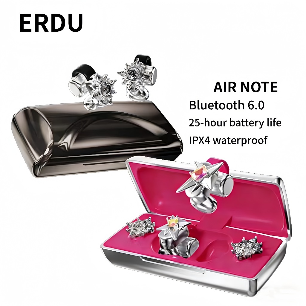 【ERDU】หูฟังตัดเสียงรบกวนไร้สาย True, Bluetooth V6.0,ewelry Open Ear Clip-on Earbuds, 30H Playtime 2 