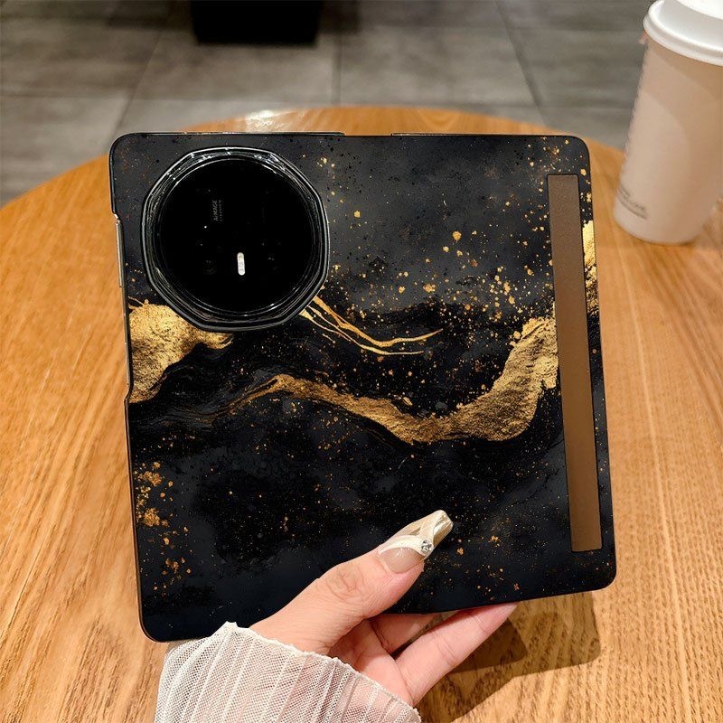 MagicV5 สําหรับ Honor Magic V5 Magic V3 Magic V2 Magic VS2 Magic VS หรูหราสีดําทองหินอ่อน PU หนังกัน