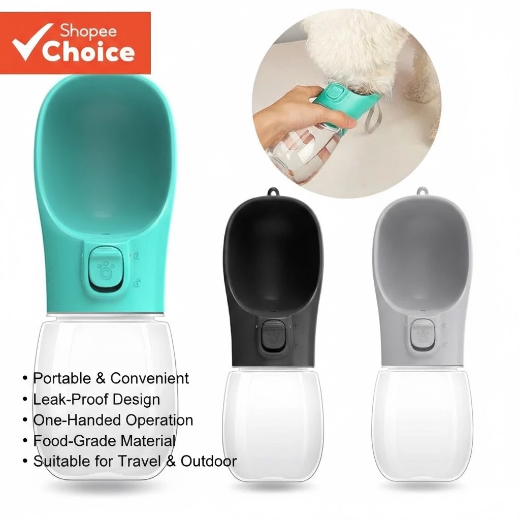 ขวดน้ําสัตว์เลี้ยงแบบพกพา – เครื่องจ่ายน้ําดื่มกลางแจ้งป้องกันการรั่วพร้อมชามในตัว, การดําเนินงานมือเดียว 300 มล./350 มล./550 มล. สําหรับสุนัขและแมวขนาดใหญ่ขนาดกลางขนาดเล็ก