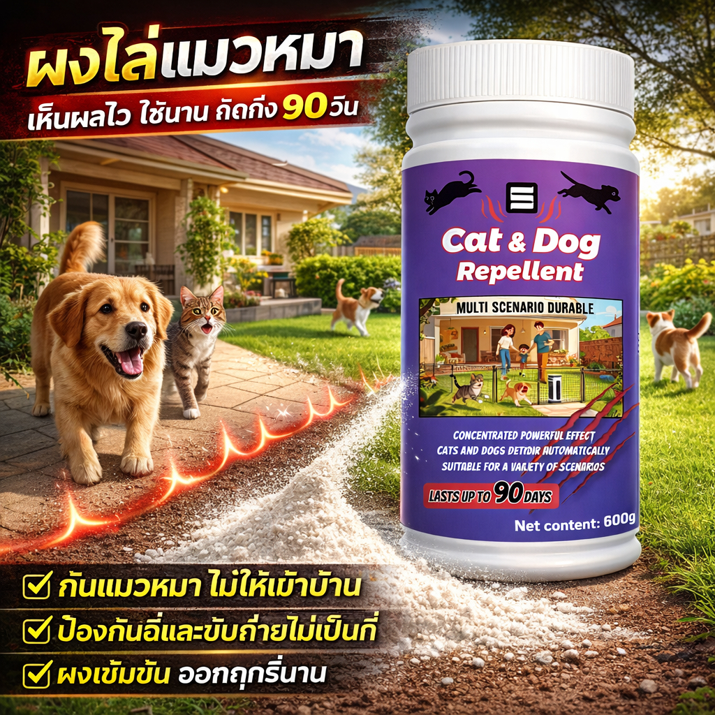 😽หยุดปัญหาแมวหมาจรฉี่มั่ว🐶 LENO ผงไล่แมว ผงไล่หมา 600g ไม่กลัวฝน ไม่กลัวแดด แมวและสุนัขหลีกเลี่ยงเอง ไม่กลับมาใกล้อีก สเปรย์ไล่แมว สเปรย์ไล่หม