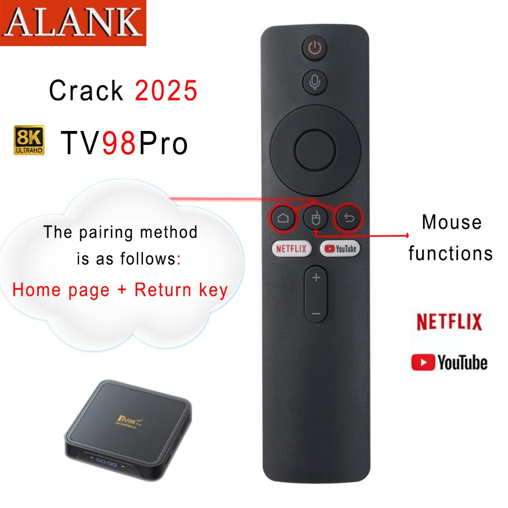 ALANK Android TV98Pro TX98 รีโมทคอนโทรลรองรับการเชื่อมต่อ Bluetooth, การควบคุมด้วยเสียงและฟังก์ชั่นก