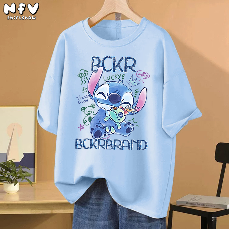 (ส่งด่วนกทม) NFV ส่งจากไทย✨เสื้อยืดคอกลม Stitch ผ้าคอตตอน แขนสั้น Oversize ใส่สบาย ลายการ์ตูน YG65