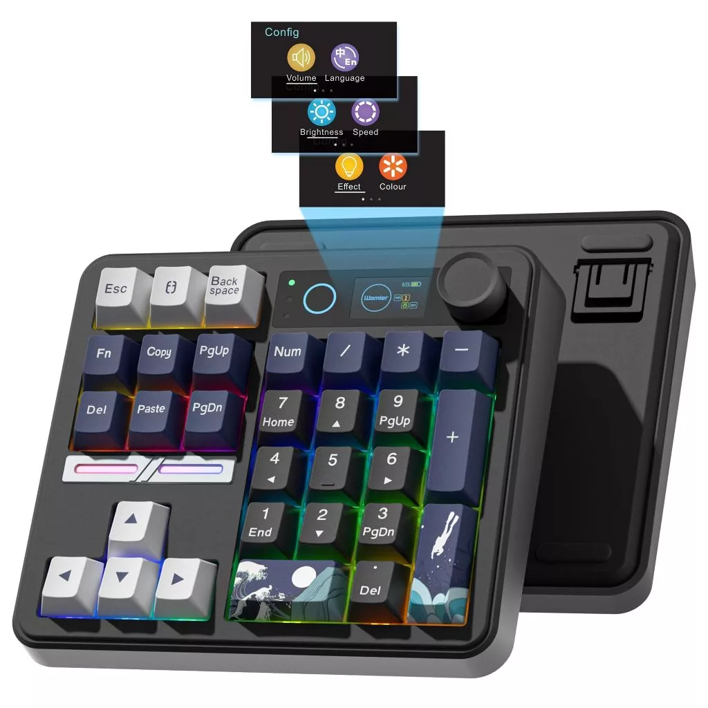 Womier SK30 คีย์บอร์ด Numpad พร้อมหน้าจอ & Knob Bluetooth5.0/2.4G/Type-C ปะเก็นไร้สายแป้นพิมพ์ตัวเลขสําหรับ PC