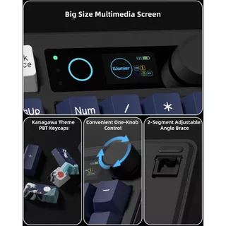 Womier SK30 คีย์บอร์ด Numpad พร้อมหน้าจอ & Knob Bluetooth5.0/2.4G/Type-C ปะเก็นไร้สายแป้นพิมพ์ตัวเลขสําหรับ PC
