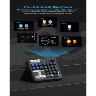 Womier SK30 คีย์บอร์ด Numpad พร้อมหน้าจอ & Knob Bluetooth5.0/2.4G/Type-C ปะเก็นไร้สายแป้นพิมพ์ตัวเลขสําหรับ PC