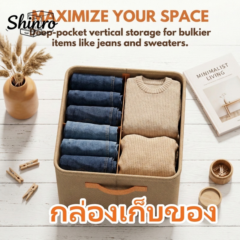 【24H จัดส่ง】กล่องเก็บเสื้อผ้าวางซ้อนกันได้ความจุขนาดใหญ่ผ้าหนาปราศจากกลิ่นที่สมบูรณ์แบบสําหรับองค์กรบ้าน – โปรปัง