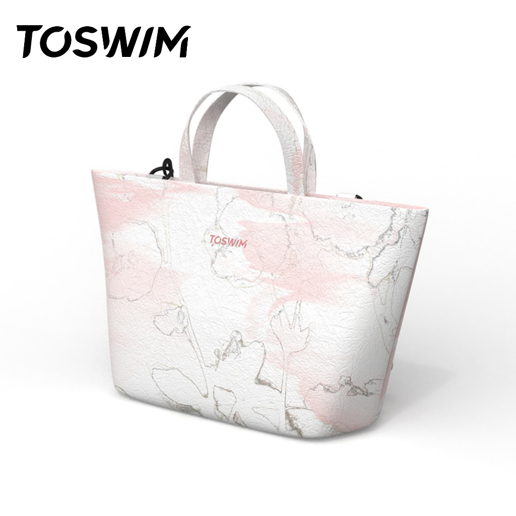 กระเป๋าว่ายน้ำ TOSWIM สีขาบ พิมพ์ลายดอกไม้ขนาดใหญ่ ความจุ 26L แยกช่องแห้งเปียก Breathable แฟชั่นสำหรับวันหยุดและเดินทาง