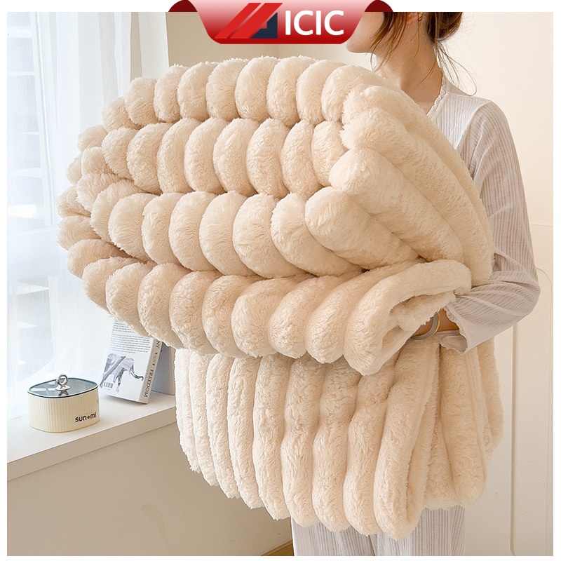 ICIC ผ้าห่มขนกระต่าย ผ้าห่มนาโนขนนิ่ม ผ้าห่มสักหลาด ผ้าห่มขนฟูนุ่มพิเศษ เครื่องนอนห่มสบาย นุ่มสบายผิว ขนนุ่มละเอียด ขนไม่หลุด Blanket