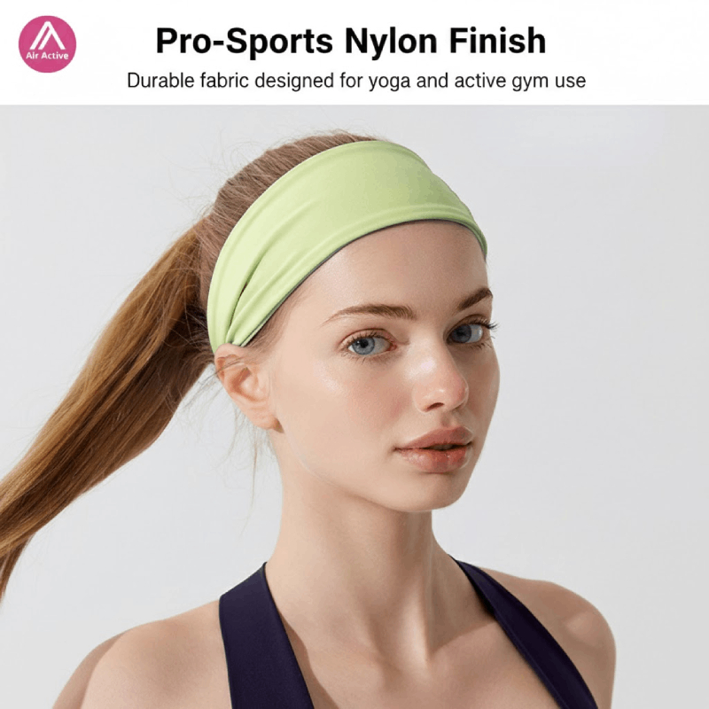 โยคะยืดแถบคาดศีรษะความชื้น ไส้ตะเกียง กีฬาผมวงไม่ลื่นยืดหยุ่นสําหรับยิมวิ่งออกกําลังกายสีเขียวอ่อนกรมท่าสีดํา