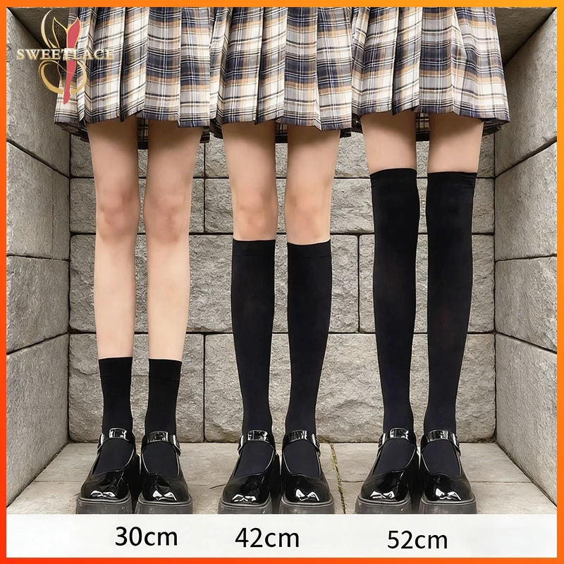 🎀พร้อมส่งในไทย🧦ถุงเท้ายาวถึงเข่า JK สไตล์ญี่ปุ่น บางพิเศษ สีทึบ สไตล์โลลิต้า วิทยาลัย