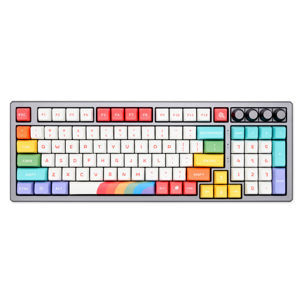 GKs Rainbow Keycap Dye Subbed Keycap ชุด MDA โปรไฟล์หนา PBT สําหรับคีย์บอร์ด 60 87 tkl 104 ansi bm60
