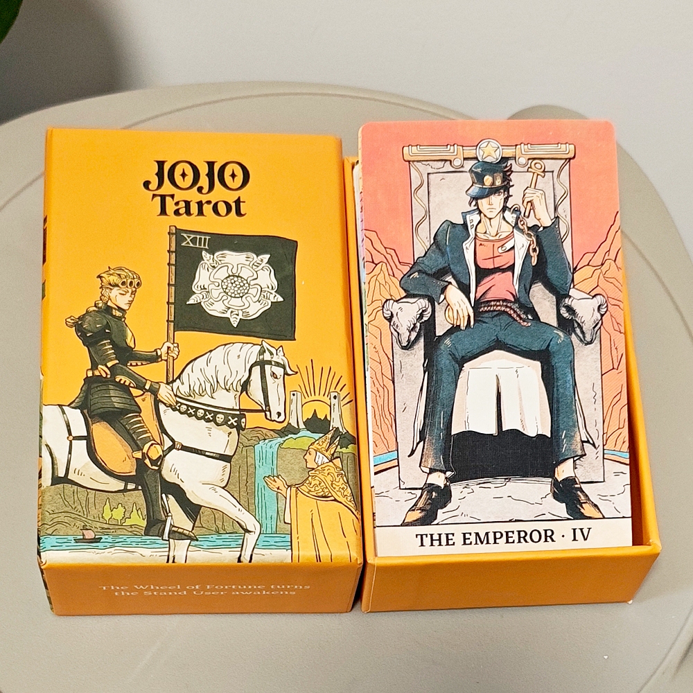 12*7 ซม.JO ไพ่ทาโรต์ดาดฟ้ากล่องแข็ง, 80 ชิ้นสองด้านนูนอะนิเมะไพ่ทาโรต์ Bizarre Adventure Tarot Deck