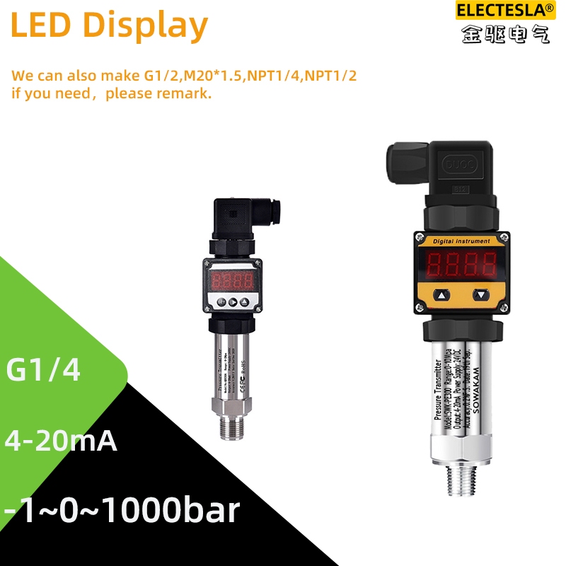 Air Water Oil Pressure เครื่องส่งแรงดันไฮดรอลิกจอแสดงผล LED G1/4 เครื่องส่งสัญญาณแรงดันลบ