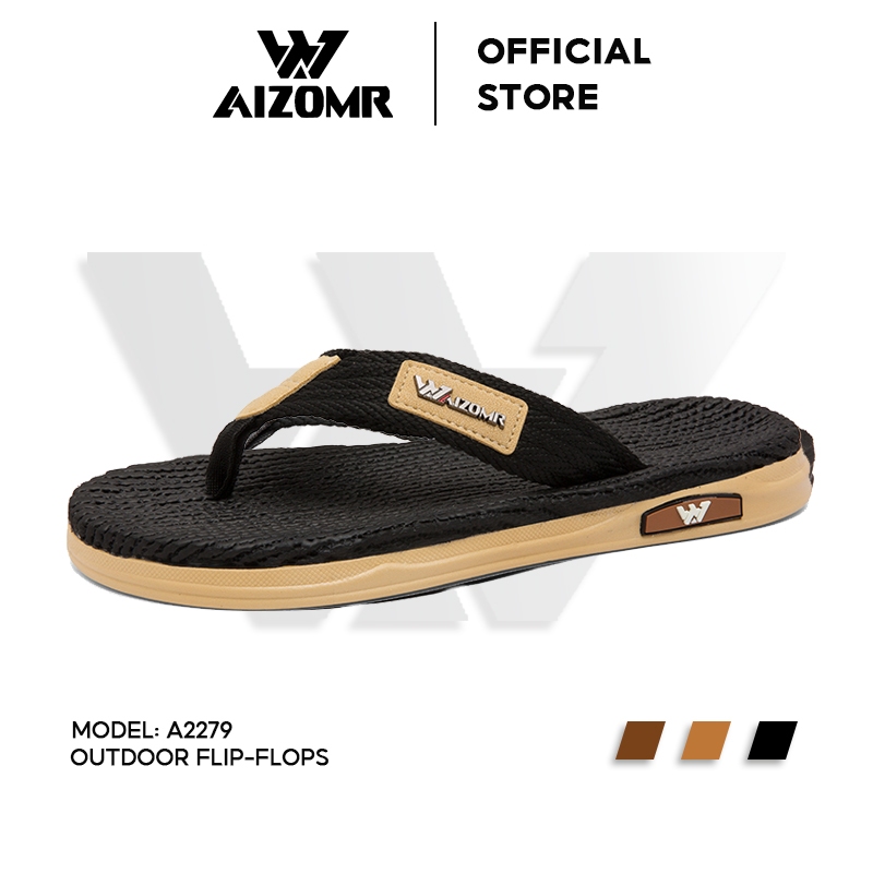 AIZOMR Flip-flops รองเท้าแตะผู้ชาย รองเท้ากลางแจ้งกันลื่น ทนต่อการสึกหรอ ผ้า-เนื้อ ใส่สบาย รุ่น A2279
