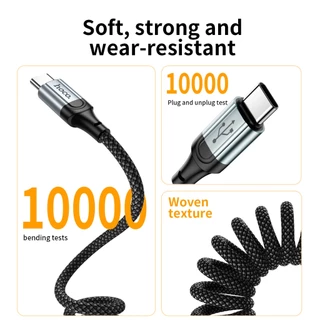 hoco. X121 สายชาร์จแบบสปริงถักไนลอน รองรับMicro/Li/Type-C สนับสนุนการชาร์จรวดเร็ว 60W ความยาวสาย 1.5 เมตร