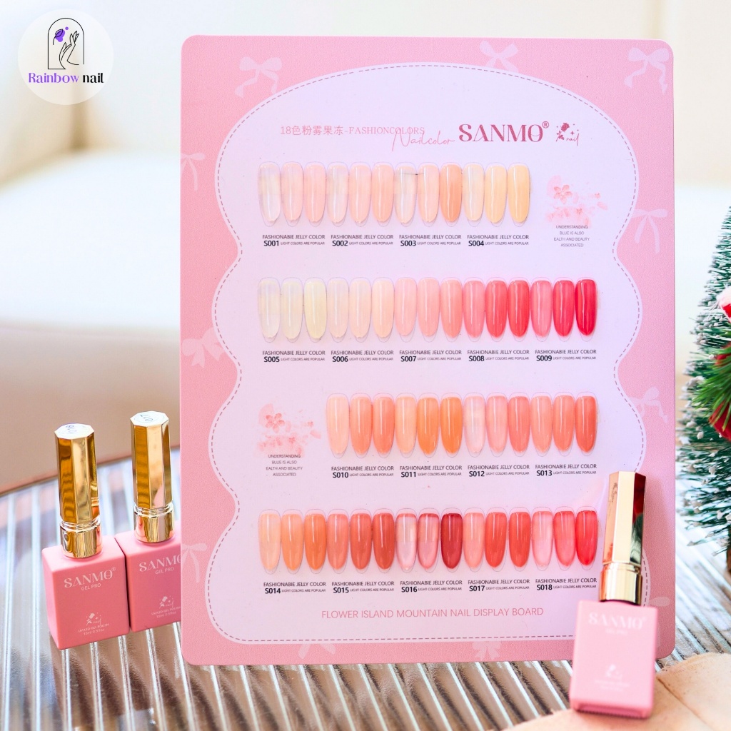 SANMO 18 สี ยาทาเล็บเจลสีใส ชุดยาทาเล็บเจลน้ำเชื่อม แผนภูมิสีสำเร็จรูปฟรี สามารถจัดส่งได้ทันที