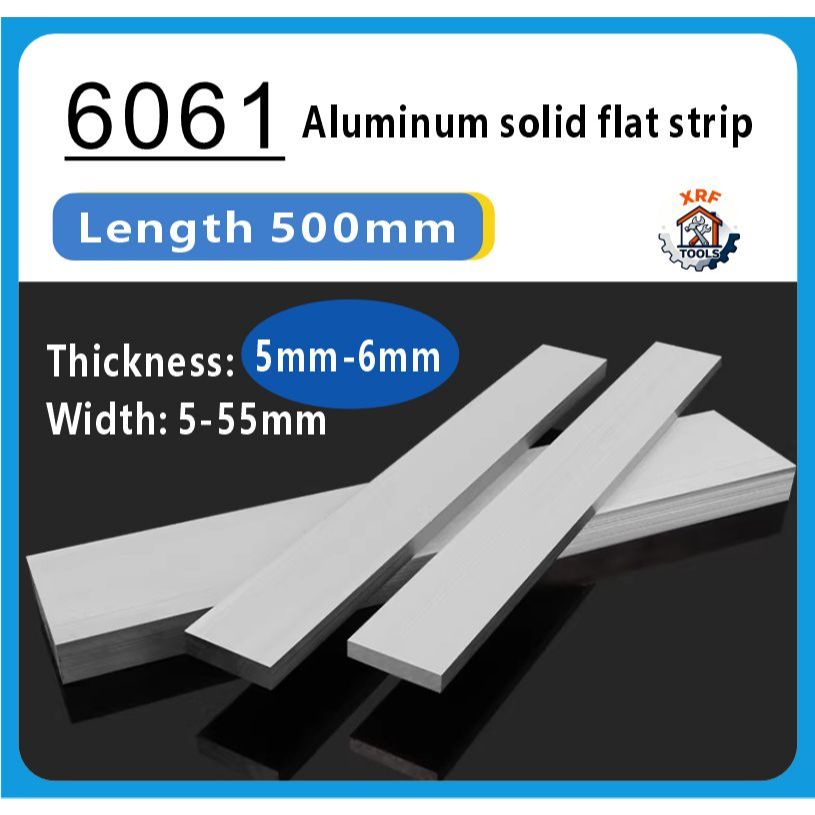 6061 อลูมิเนียมอัลลอยด์แถบแบนยาว500มิลลิเมตรหนา5มิลลิเมตร6061อลูมิเนียมแบนแถบอลูมิเนียมแข็งตารางก้าน