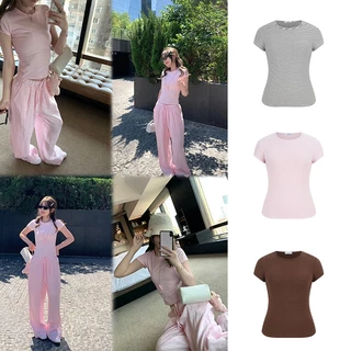 MOSESQUEEN มอสเนส ควีน สไตล์เกาหลี คอเรือ กางเกงขา.getLong ทรงกระชับ หรูหรา ระบายอากาศได้ดี เหมาะสำหรับการทำงานและสวมใส่วันธรรมดา #63550