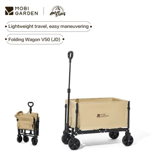 MOBI GARDDEN รถเข็นพับสําหรับตั้งแคมป์สําหรับครอบครัวล้อแคบชั่งน้ําหนัก 150 กก. ง่ายต่อการจัดเก็บ