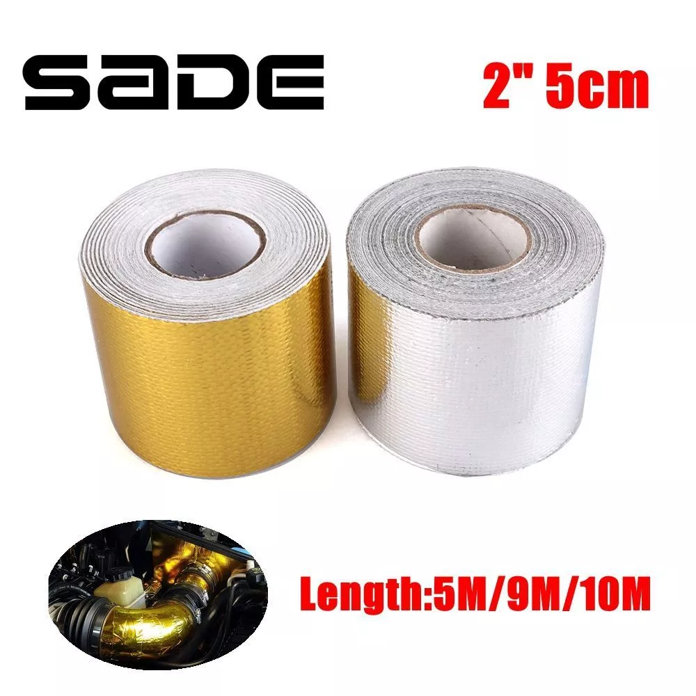 SADE 5/10/20 ม. เทปท่อไอเสียความร้อน สีทอง ฉนวนกันความร้อน ป้องกันอากาศ ห่อ อุปสรรคความร้อน สะท้อนแสง เครื่องยนต์ EX-1001