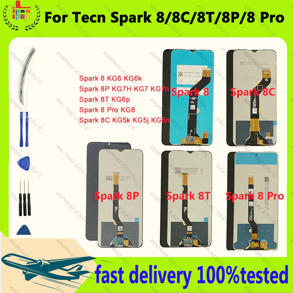 สําหรับ Tecno Spark 8 KG6 จอแสดงผล LCD Touch Screen Digitizer Tecno Spark 8C KG5k LCD สําหรับ Tecno 