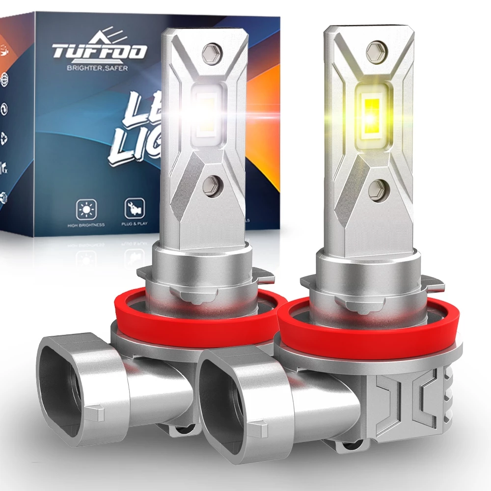 TUFFOO 2 ชิ้น Dual สี LED หมอกหลอดไฟ H11 H8 H16 9006 HB4 6000 พันสีขาว 3000 พันสีเหลืองทอง