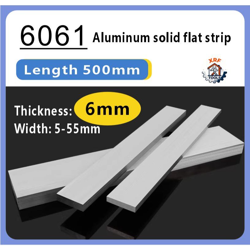 6061 อลูมิเนียมอัลลอยด์แถบแบนยาว500มิลลิเมตรหนา6มิลลิเมตร6061มิลลิเมตรอลูมิเนียมแข็งแบนบาร์อลูมิเนีย