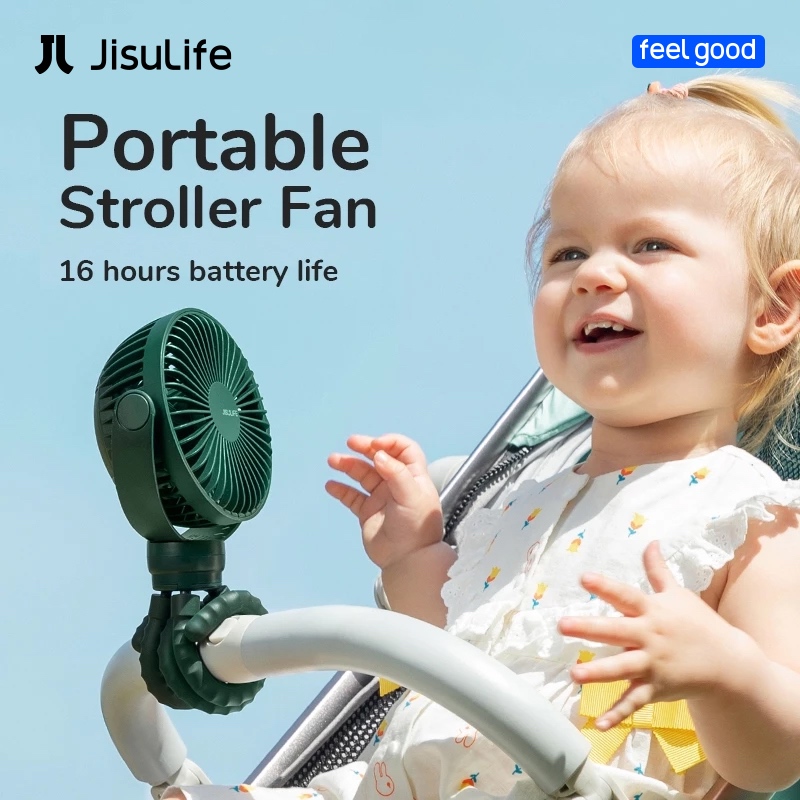 JisuLife Stroller Fan Life1 พัดลมมือถือ พัดลมติดรถเข็น 4000mAh USB พัดลมแบบหนีบหมุนได้ 360° เกียร์สา