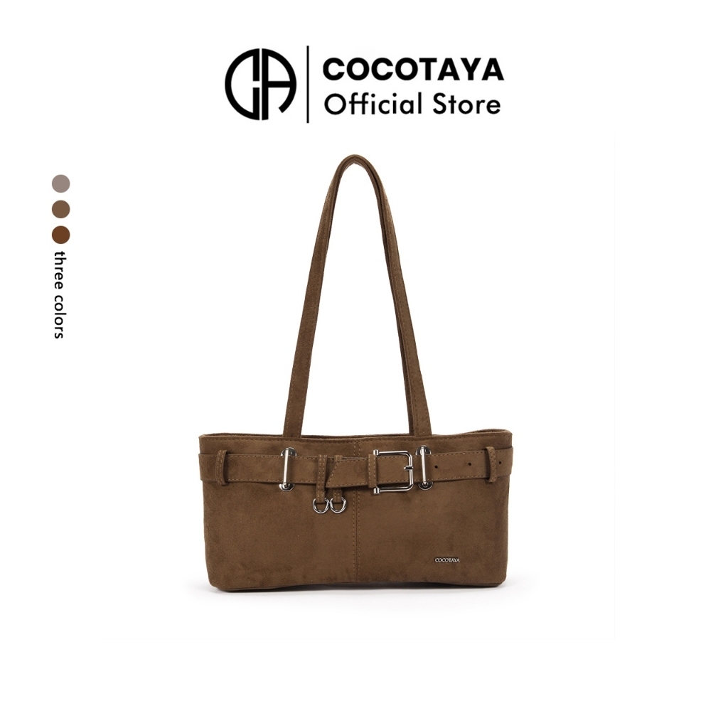 (COCOTAYA) กระเป๋าใต้วงแขนดีไซน์หรูสไตล์เกาหลีรุ่นใหม่ ตกแต่งด้วยเข็มขัด สะพายไหล่ได้อเนกประสงค์