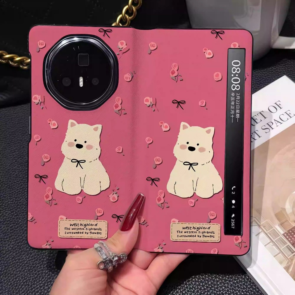 MagicV5 สําหรับ Honor Magic V5 Magic V3 Magic V2 Magic VS2 Magic VS น่ารัก Puppy Rose PU หนังกันกระแ