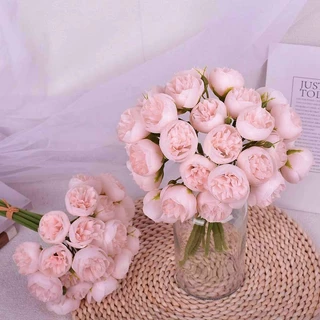 Dualswish 27 หัวประดิษฐ์ Camellia ดอกไม้ Peony Rose ช่อดอกไม้เจ้าสาวดอกไม้สําหรับงานแต่งงานตกแต่งบ้านสํานักงาน