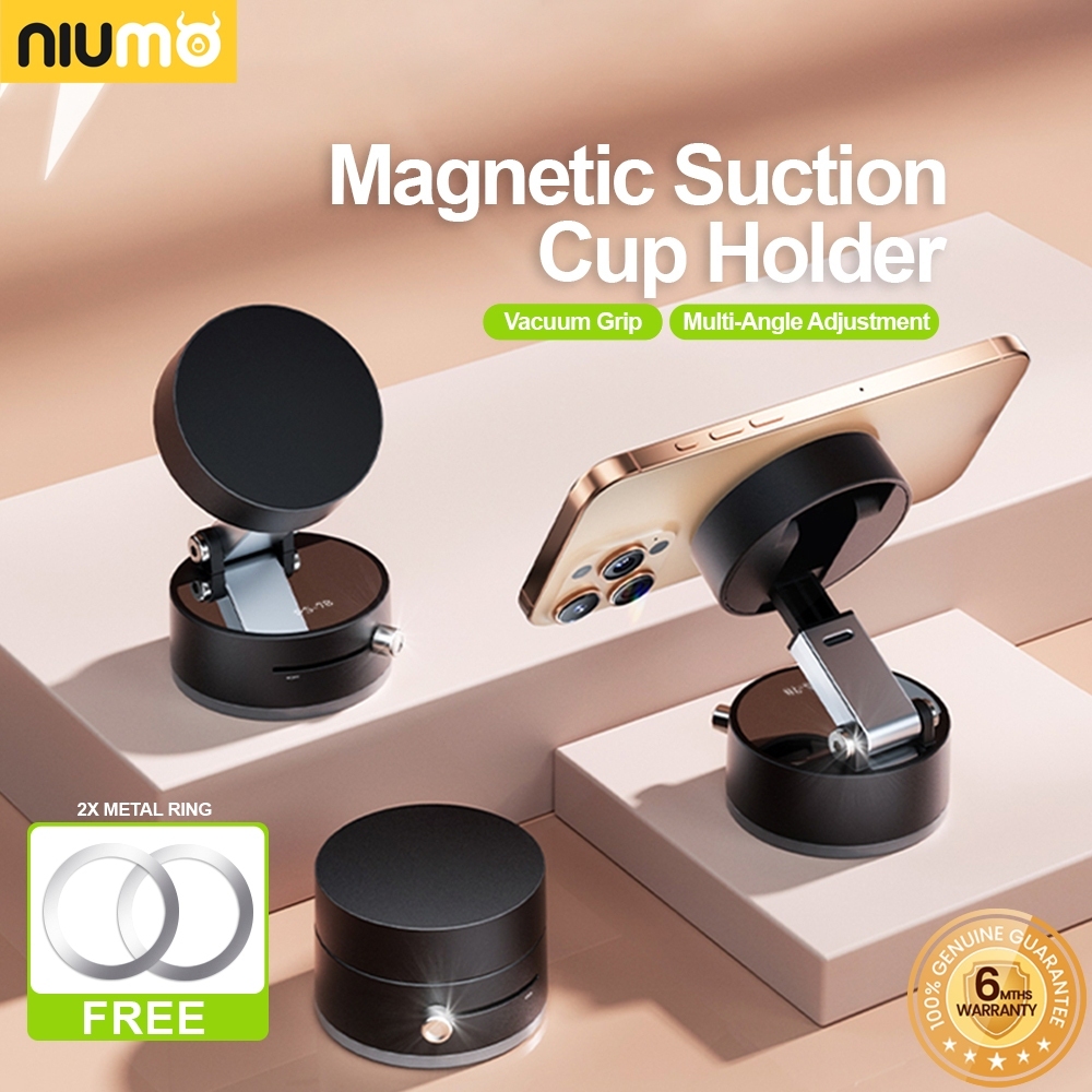 【niumo】ที่วางโทรศัพท์แบบดูดสูญญากาศพกพา ที่วางโทรศัพท์ในรถยนต์แบบแม่เหล็กพับได้ ปรับได้ 360 องศา ดูด