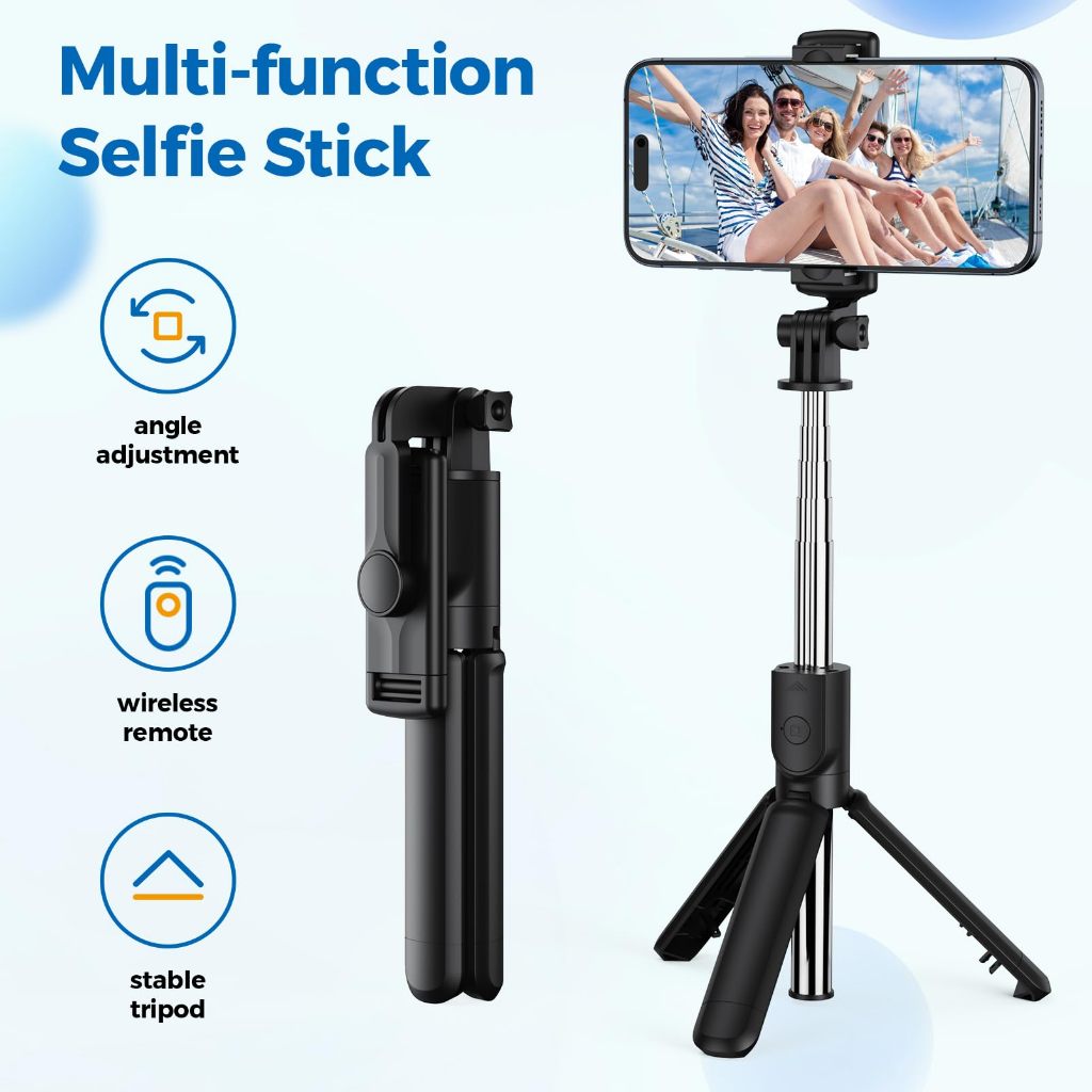 【niumo】3 in 1 ไม้เซลฟี่แบบพับได้พร้อมรีโมทคอนโทรล Bluetooth Selfie Stick ขาตั้งกล้องหมุนได้ 360 องศา