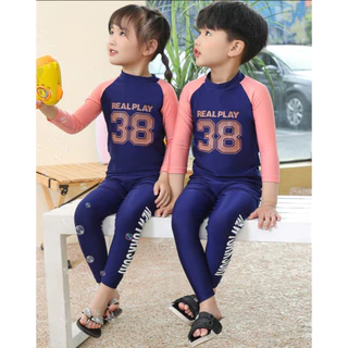 ชุดว่ายน้ําอายุ 3-10 ปีสําหรับเด็กชายและเด็กหญิง 2 ชิ้นชุดว่ายน้ําเสื้อ