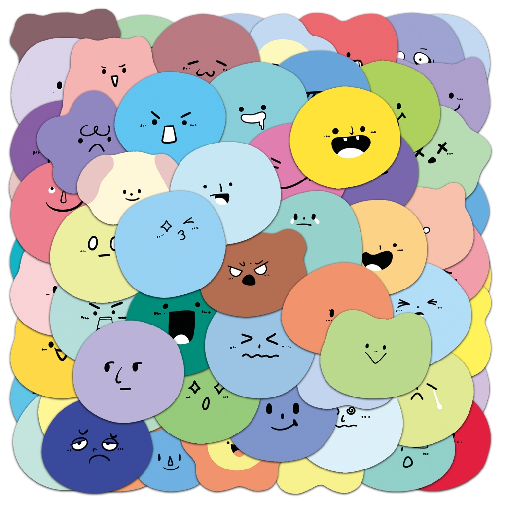 50ชิ้นน่ารักรอบใบหน้าอีโมจิสติกเกอร์สําหรับโทรศัพท์/แล็ปท็อป/เศษหนังสือ/ศิลปะ/สติกเกอร์หมวกกันน็อคกราฟฟิตีกันน้ํา ทําเอง