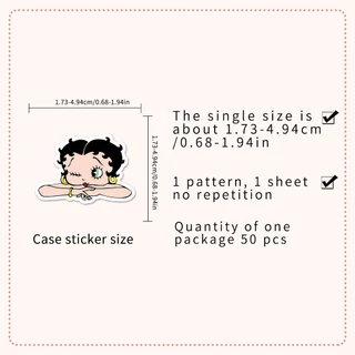 Vintage 50pcs Betty Boop สติกเกอร์สําหรับโทรศัพท์/แล็ปท็อป/เศษกระดาษ/ศิลปะ/สติกเกอร์หมวกนิรภัย Graffiti กันน้ํา DIY