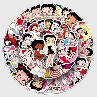 Vintage 50pcs Betty Boop สติกเกอร์สําหรับโทรศัพท์/แล็ปท็อป/เศษกระดาษ/ศิลปะ/สติกเกอร์หมวกนิรภัย Graffiti กันน้ํา DIY