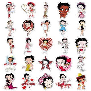 Vintage 50pcs Betty Boop สติกเกอร์สําหรับโทรศัพท์/แล็ปท็อป/เศษกระดาษ/ศิลปะ/สติกเกอร์หมวกนิรภัย Graffiti กันน้ํา DIY