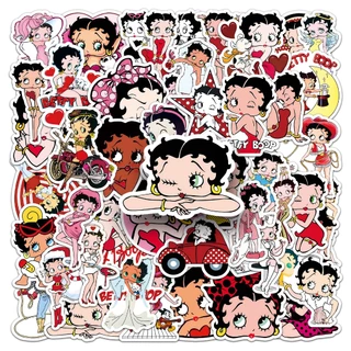 Vintage 50pcs Betty Boop สติกเกอร์สําหรับโทรศัพท์/แล็ปท็อป/เศษกระดาษ/ศิลปะ/สติกเกอร์หมวกนิรภัย Graffiti กันน้ํา DIY